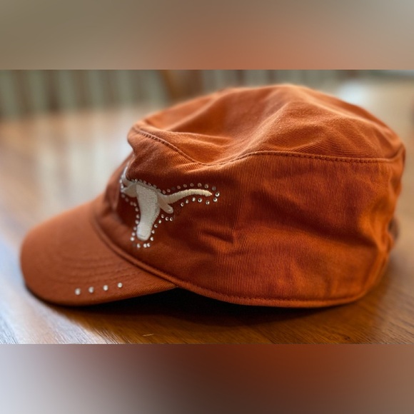 Super cute UT Longhorn rhinestone embroidered newsboy burnt orange cap. - Picture 7 of 7